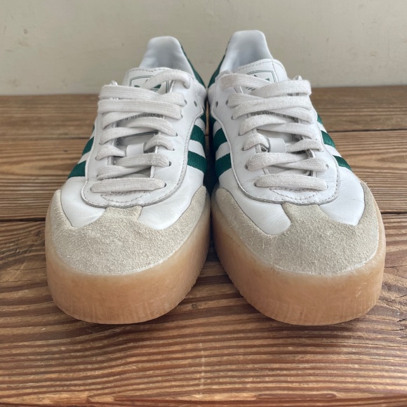 Adidas | Sambae Cloud White & Green Platform Sneaker Shoes 6.5 / 7 - Picture 4 of 14